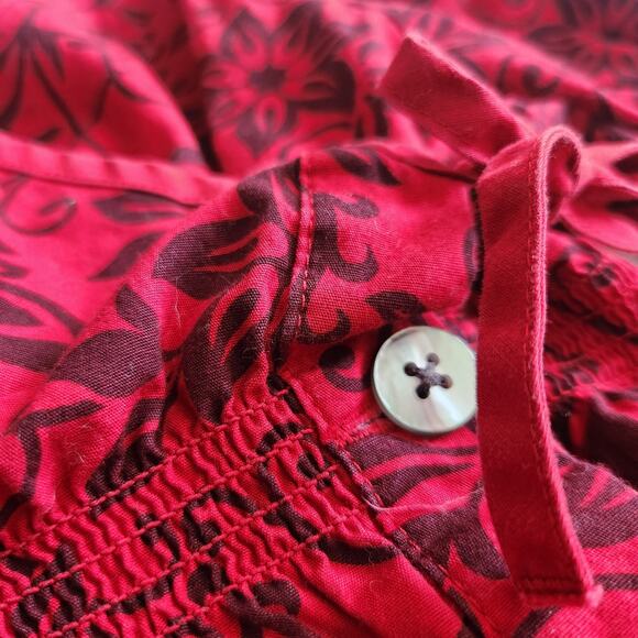 Tea Collection Red Floral Scroll Wrap Dress | Long Bell Sleeves | Girls Size 5 - Picture 6 of 7